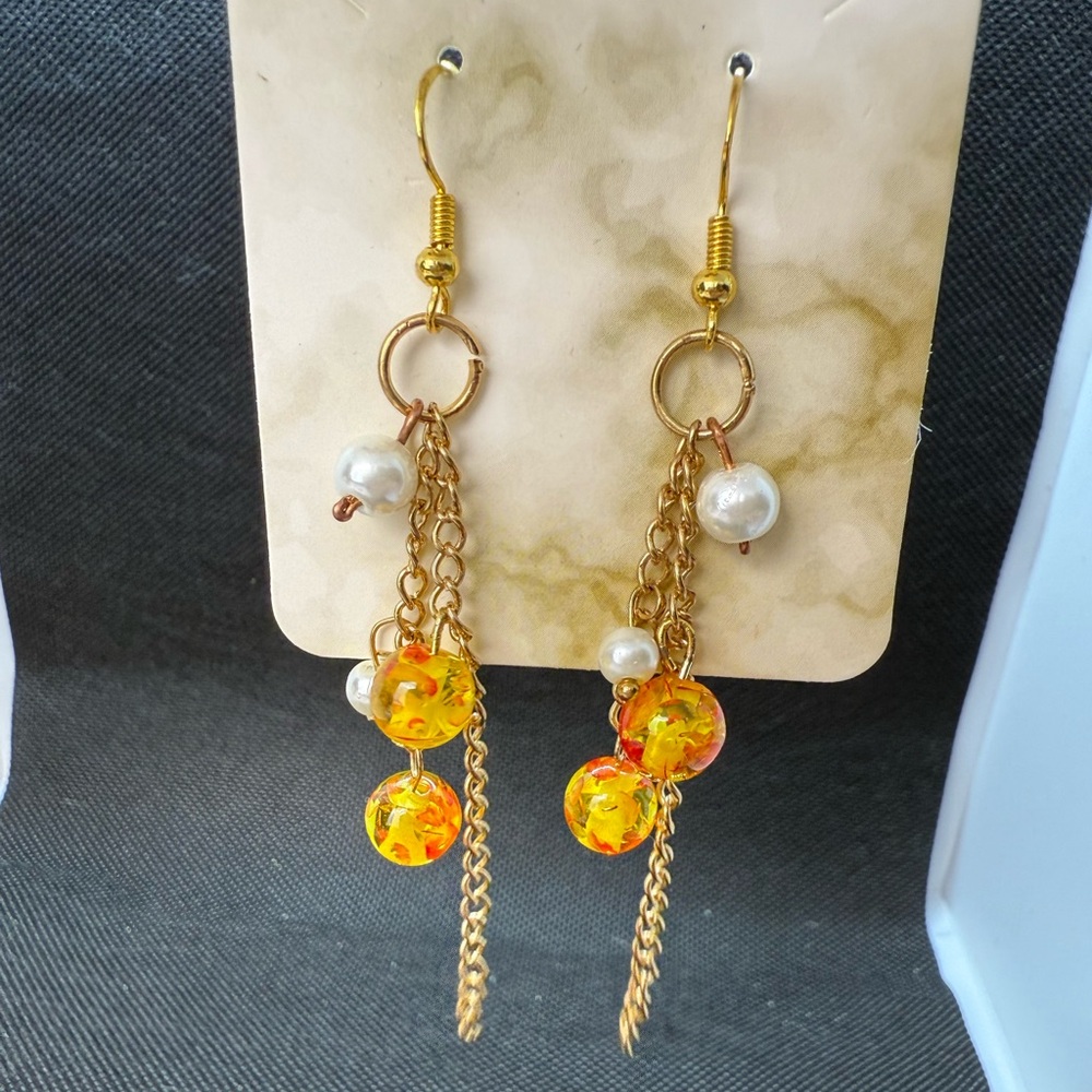 NEW Handmade 925 gold plated  drop earrings